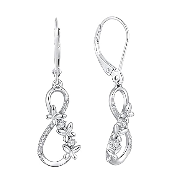 JO WISDOM Pendientes Infinito de Plata de ley 925 Mujer,Pendientes con 5A Circonita,Jewelry para Mujer Mamá